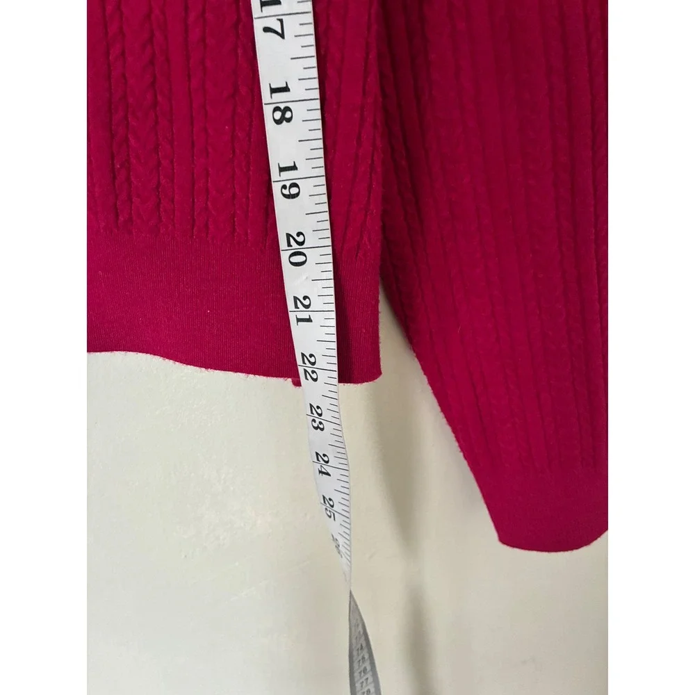 Michael Michael Kors Pink Cable Knit Shoulder Button Sweater Magenta Large